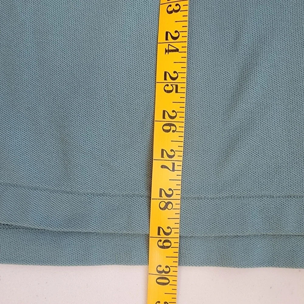 LL Bean Polo Shirt Mens Large Teal Green Cotton Pique Pocket Short Sleeve